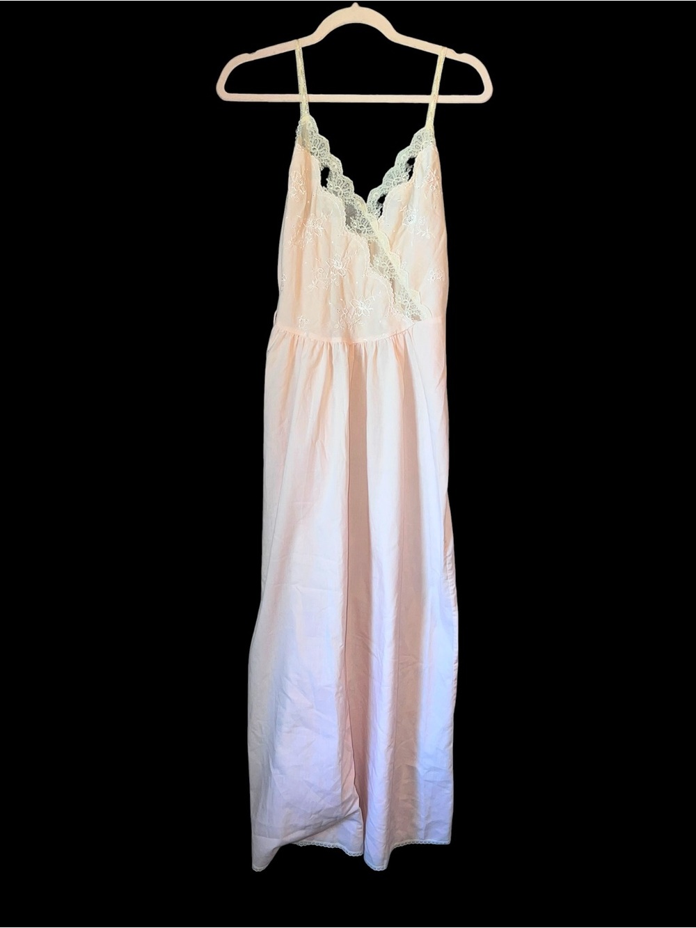🛑 SOLD Vintage Miss Dior Pink Cotton Lace Maxi Nightgown S/M Cottagecore